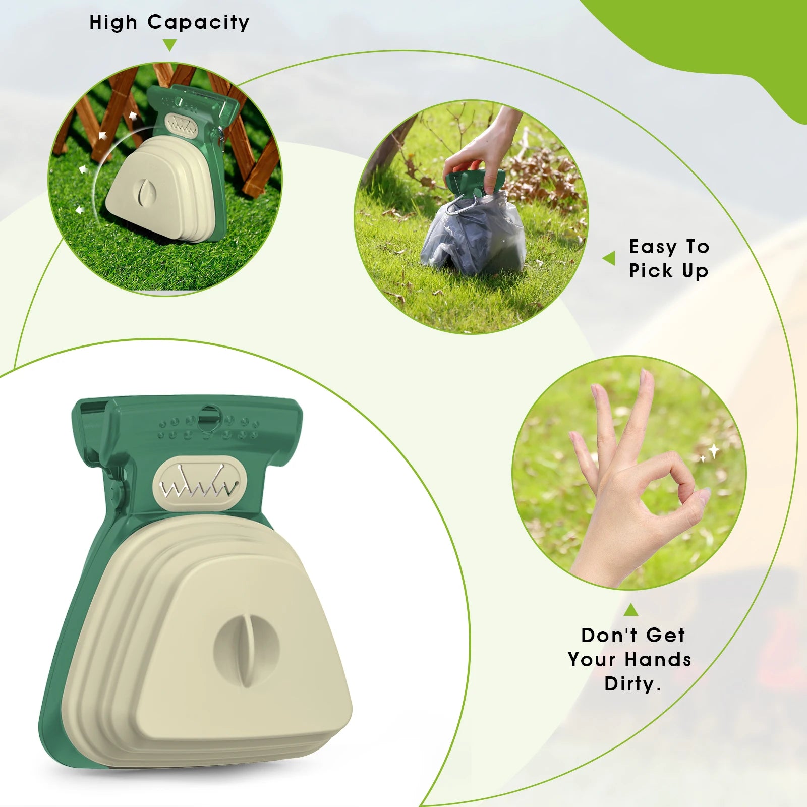 Super Design Portable and Versatile Pet Poop Scooper, Ideal for Walking Traveling and Camping with Small and Large with CLeash